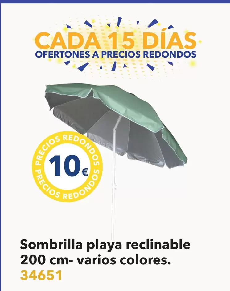 Oferta de Sombrilla Playa Reclinable 200 Cm-varios Colores. por 10€ en Tiendas MGI