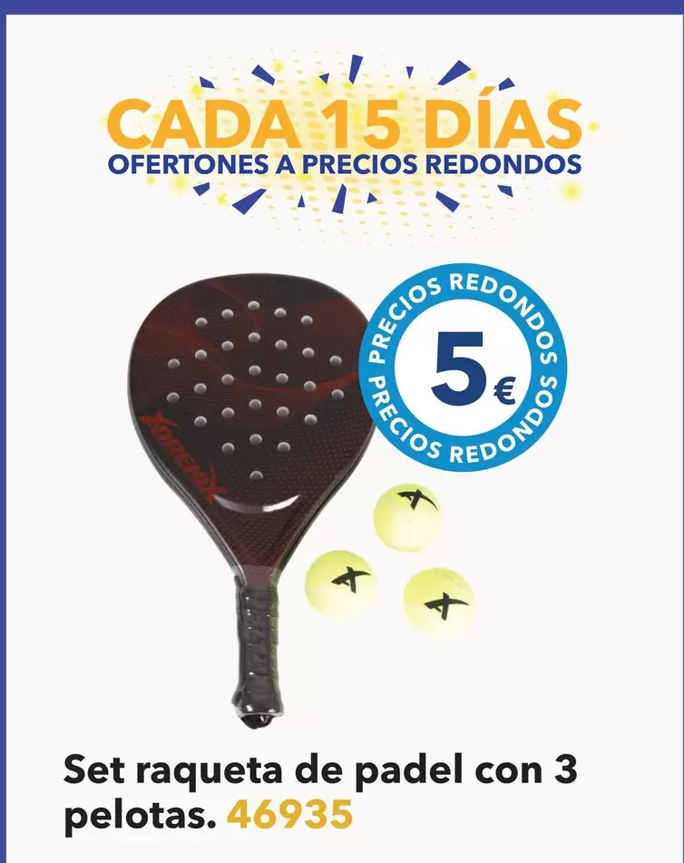 Oferta de Set Raqueta De Padel Con 3 Pelotas/ 46935 por 5€ en Tiendas MGI
