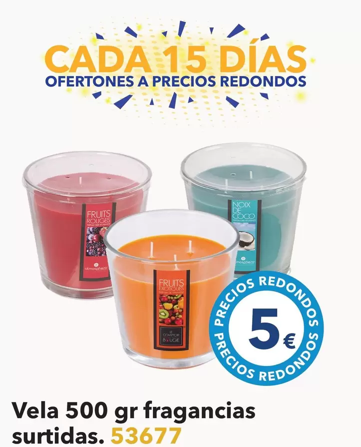 Oferta de Vela 500 G Fragancias Surtidas por 5€ en Tiendas MGI
