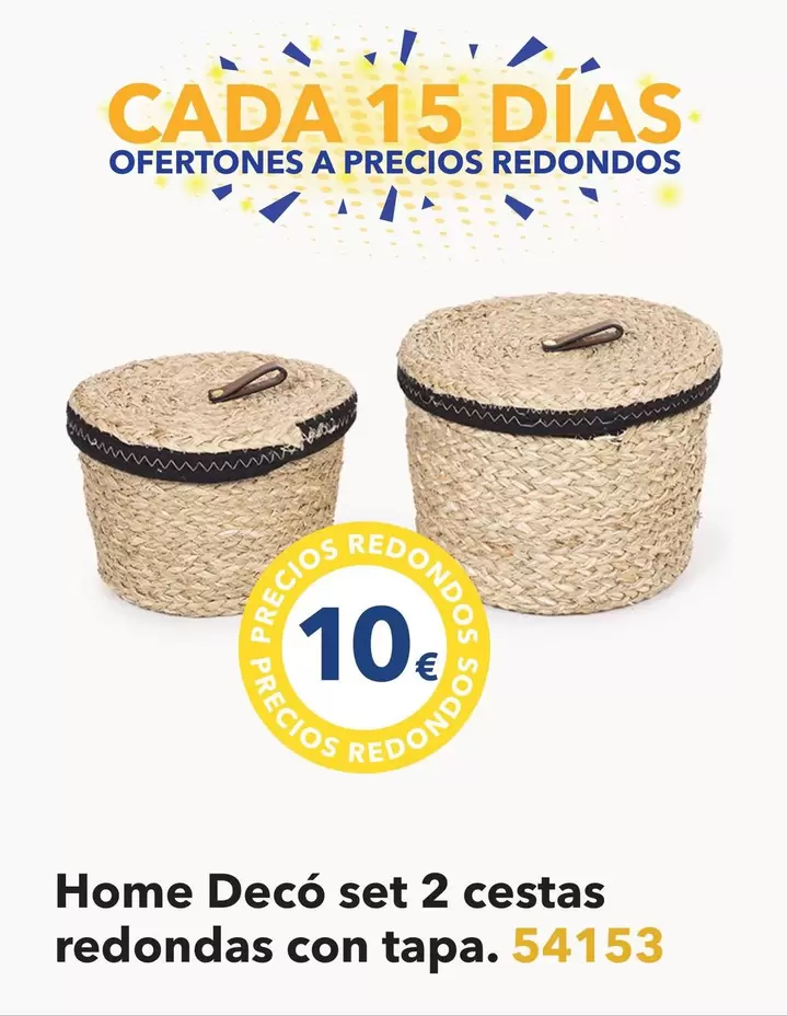 Oferta de Redondo - Home Decò Set 2 Cestas Redondas Con Tapa. 54153 en Tiendas MGI