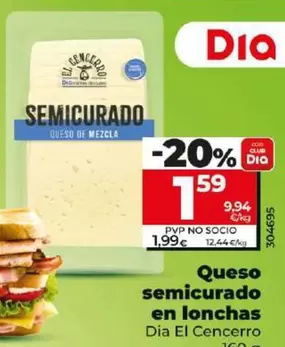 Oferta de Dia El Cencerro - Queso Semicurado En Lonchas  por 1,59€ en Dia