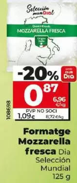 Oferta de Dia Seleccion Mundial - Queso Mozzarella Fresca  por 0,87€ en Dia