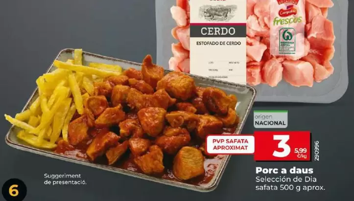 Oferta de Seleccion De Dia - Cerdo A Tacos por 3€ en Dia