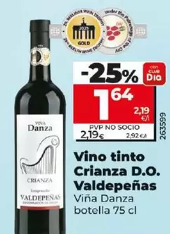 Oferta de Viña Danza - Vino Tinto Crianza D.o. Valdepeñas  Botella 75 Cl por 1,64€ en Dia