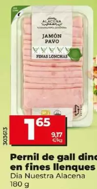Oferta de Dia Nuestra Alacena - Jamón De Pavo En Finas Lonchas por 1,65€ en Dia