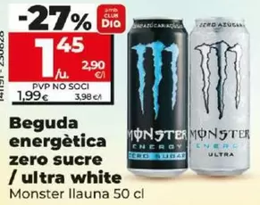 Oferta de Monster - Bebida Energética Zero Azucar / Ultra White por 1,45€ en Dia