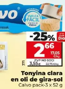 Oferta de Calvo - Atun Claro En Aceite De Girasol por 2,66€ en Dia
