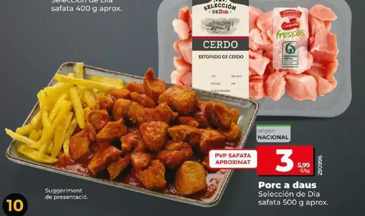 Oferta de Seleccion De Dia - Cerdo A Tacos  por 3€ en Dia
