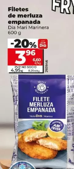 Oferta de Dia Mari Marinera - Filetes De Merluza Empanada  600 G por 3,96€ en Dia