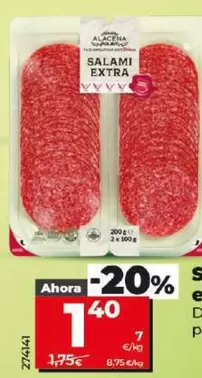 Oferta de  Dia Nuestra Alacena - Salami Extra En Lonchas Pack-2 X 100 G por 1,4€ en Dia