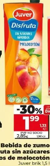 Oferta de Juver - Bebida De Zumo Disfruta Sin Azúcares Añadidos De Melocotón 1,5 L por 1,99€ en Dia