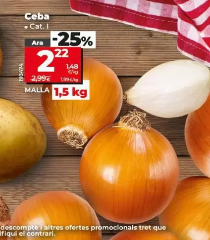 Oferta de Cebolla por 2,22€ en Dia