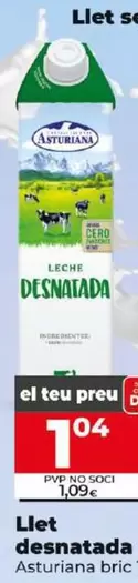 Oferta de Asturiana - Leche Desnatada por 1,04€ en Dia