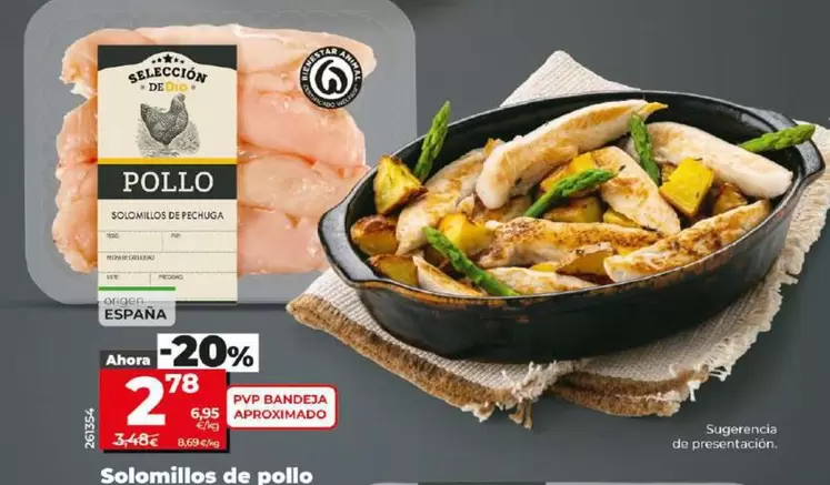 Oferta de Seleccion De Dia - Solomillos De Pollo  por 2,78€ en Dia