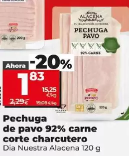 Oferta de Dia Nuestra Alacena - Pechuga De Pavo 92% Carne Corte Charcutero  por 1,83€ en Dia