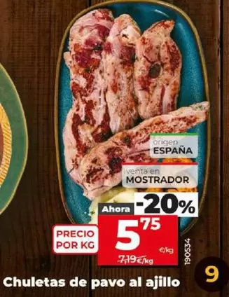 Oferta de Chuletas De Pavo Al Ajillo por 5,75€ en Dia
