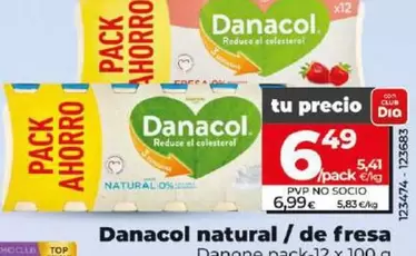 Oferta de Danone - Danacol Natural/De Fresa  por 6,49€ en Dia