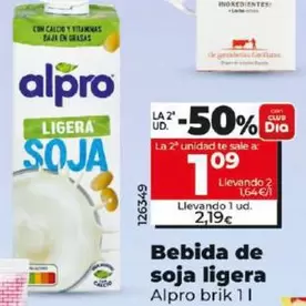Oferta de Alpro - Bebida De Soja Ligera  por 2,19€ en Dia