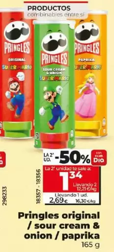 Oferta de Pringles Original/Sour Cream & Onion/Paprika por 2,69€ en Dia
