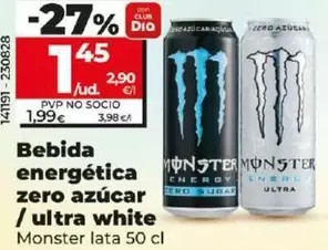 Oferta de Monster - Bebida Energética Zero Azucar/Ultra White  por 1,45€ en Dia