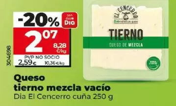 Oferta de Dia El Cencerro - Queso Tierno Mezcla Vacío  por 2,07€ en Dia