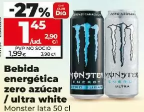 Oferta de Monster - Bebida Energética Zero Azucar/Ultra White  por 1,45€ en Dia