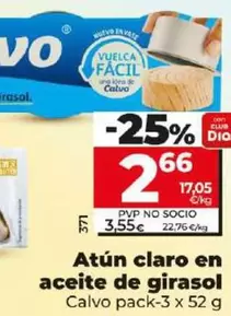 Oferta de Calvo - Atun Claro En Aceite De Girasol por 2,66€ en Dia