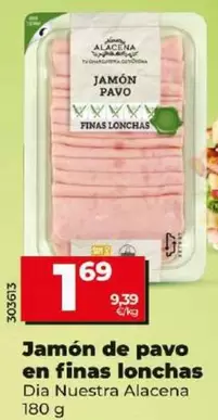 Oferta de Dia Nuestra Alacena - Jamón De Pavo En Finas Lonchas por 1,69€ en Dia