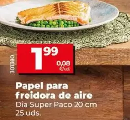 Oferta de Dia Super Paco - Papel Para Freidora De Aire20 Cm 25 Uds. por 1,99€ en Dia