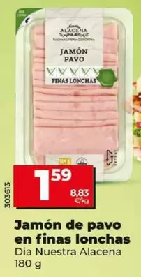 Oferta de Dia Nuestra Alacena - Jamón De Pavo En Finas Lonchas por 1,59€ en Dia