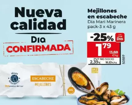 Oferta de Dia Mari Marinera - Mejillones En Escabeche por 1,79€ en Dia