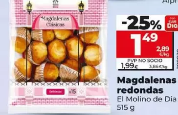 Oferta de El Molino De Dia - Magdalenas Redondas  por 1,49€ en Dia