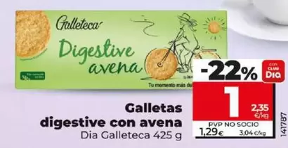 Oferta de Dia Galleteca - Galletas Digestive Con Avena 425 G por 1€ en Dia