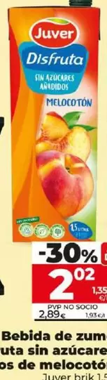 Oferta de Juver - Bebida De Zumo Disfruta Sin Azúcares Añadidos De Melocotón  por 2,02€ en Dia