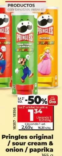 Oferta de Pringles - Original/ Sour Cream & Onion/ Paprika  por 2,69€ en Dia