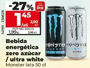 Oferta de Monster - Bebida Energética Zero Azucar/ Ultra White por 1,45€ en Dia
