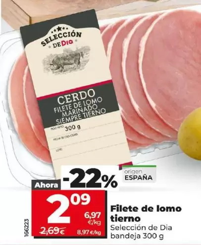 Oferta de Seleccion De Dia - Filete De Lomo Tierno por 2,09€ en Dia