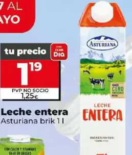 Oferta de Asturiana - Leche Entera  por 1,19€ en Dia