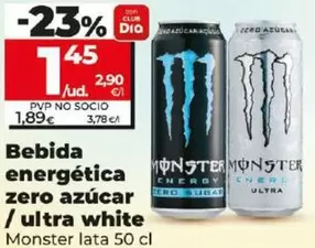 Oferta de Monster - Bebida Energética Zero Azúcar/Ultra White por 1,45€ en Dia