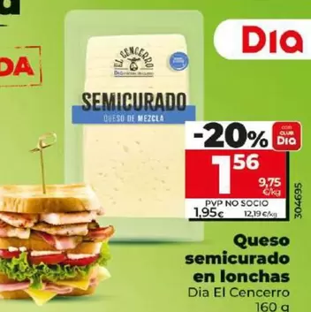 Oferta de Dia El Cencerro - Queso Semicurado En Lonchas  por 1,56€ en Dia