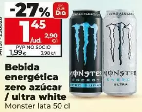 Oferta de Monster - Bebida Energética Zero Azucar / Ultra White por 1,45€ en Dia