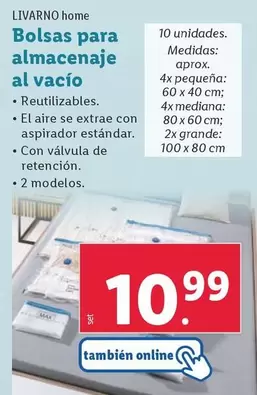 Oferta de Livarno Home - Bolsas Para Almacenaje Al Vacio por 10,99€ en Lidl