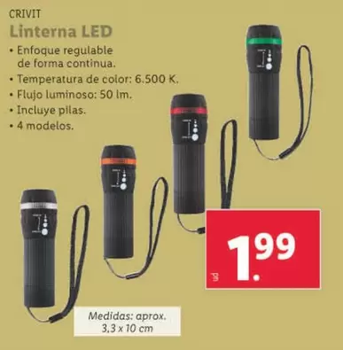 Oferta de Crivit - Linterna LED por 1,99€ en Lidl