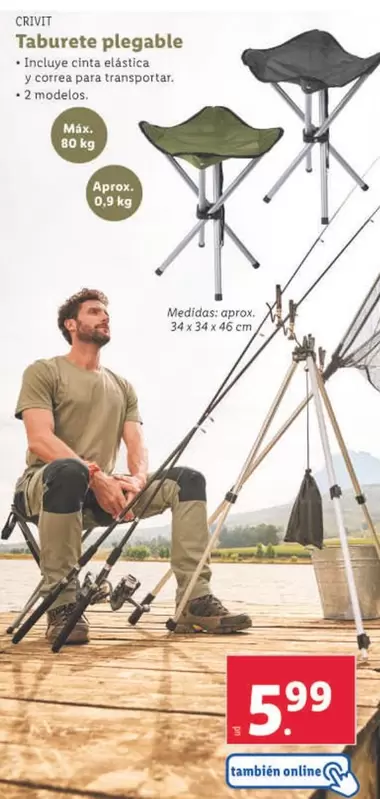 Oferta de Crivit - Taburete Plegable por 5,99€ en Lidl