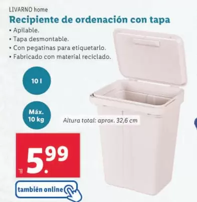Oferta de Livarno Home - Recipiente De Ordenación Con Tapa  por 5,99€ en Lidl