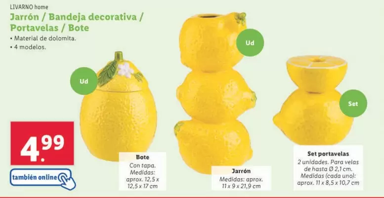 Oferta de Livarno Home - Jarrón/Bandeja Decorativa/Portavelas/Bote por 4,99€ en Lidl