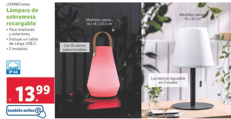 Oferta de Livarno Home - Lámpara De Sobremesa Recargable  por 13,99€ en Lidl