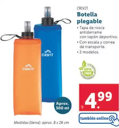 Oferta de Crivit - Botella Plegable por 4,99€ en Lidl