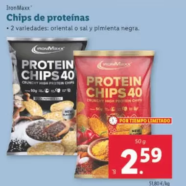 Oferta de IronMaxx - Chips De Proteinas por 2,59€ en Lidl