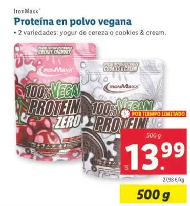 Oferta de IronMaxx - Proteina En Polvo Vegana por 13,99€ en Lidl